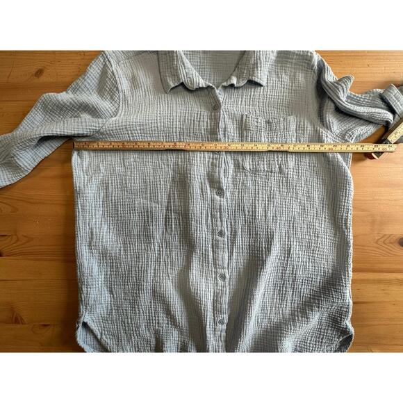 Ann Klein Gauzy Cotton Button Up Top Women Large Beach Summer Comfy Loose Trip - Picture 5 of 16